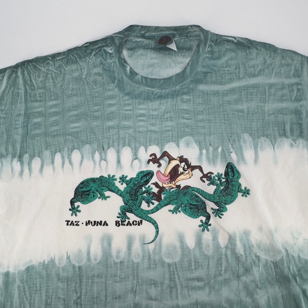 Vintage 1998 Looney Tunes Taz Huna Beach Tie Dye T-Shirt XXL Freeze Made in USA